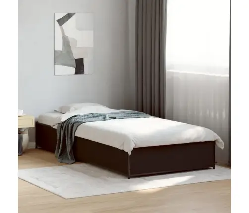 Voodiraam, Must, 90 X 190 cm Tehispuit Ja Metall