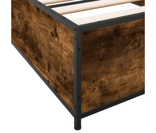 Voodiraam, Suitsutatud Tamm, 90 X 190 cm Tehispuit Ja Metall