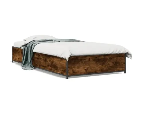 Gultas Rāmis, Ozola Krāsā, 75X190 Cm, Inženierijas Koks, Metāls Vidaxl