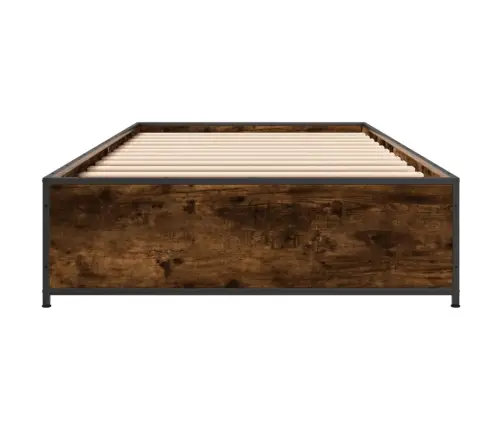 Gultas Rāmis, Ozola Krāsā, 75X190 Cm, Inženierijas Koks, Metāls Vidaxl