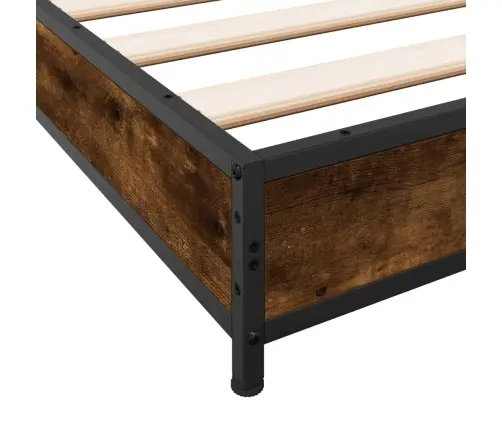 Gultas Rāmis, Ozola Krāsā, 120X200Cm, Inženierijas Koks, Metāls Vidaxl