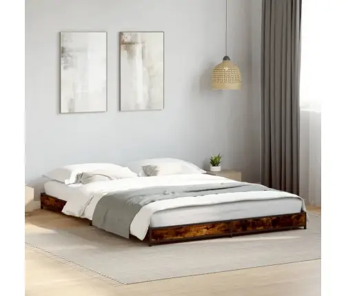 Gultas Rāmis, Ozola Krāsā, 120X200Cm, Inženierijas Koks, Metāls Vidaxl