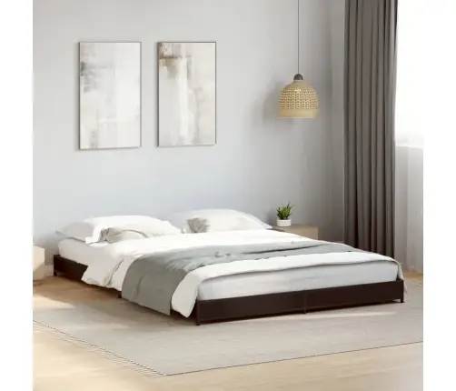 Gultas Rāmis, Melns, 135X190 Cm, Inženierijas Koks, Metāls Vidaxl