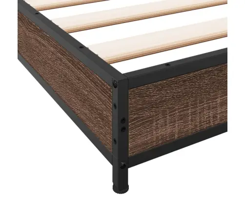 Gultas Rāmis, Brūna Ozola, 75X190 Cm, Inženierijas Koks, Metāls Vidaxl