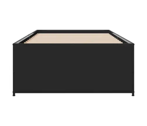 Voodiraam, Must, 100 X 200 cm Tehispuit Ja Metall