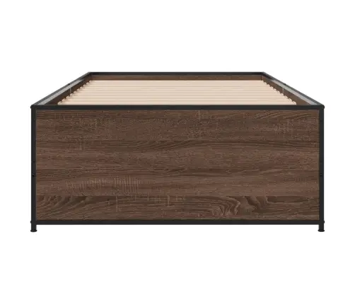 Voodiraam, Pruun Tamm, 90 X 200 cm Tehispuit Ja Metall