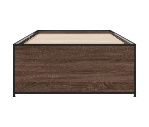 Voodiraam, Pruun Tamm, 75 X 190 cm Tehispuit Ja Metall