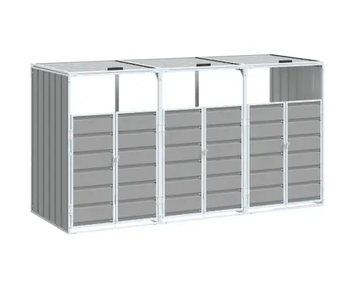 Atkritumu Tvertņu Novietne, Pelēka, 216X81X115 Cm, Tērauds Vidaxl