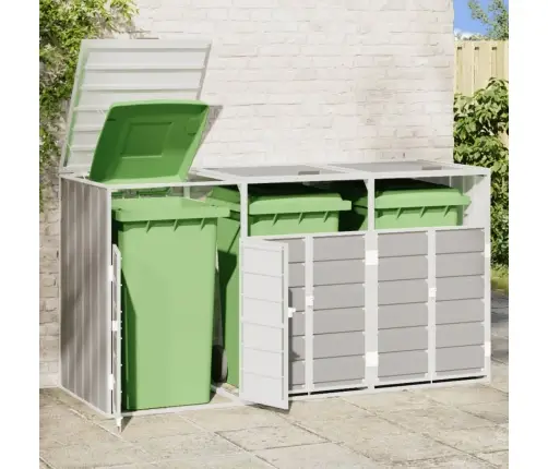 Atkritumu Tvertņu Novietne, Pelēka, 216X81X115 Cm, Tērauds Vidaxl