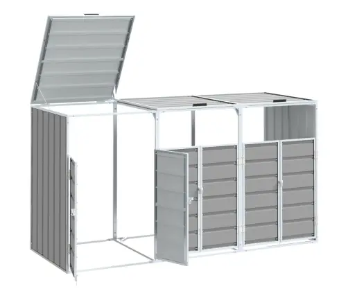 Atkritumu Tvertņu Novietne, Pelēka, 216X81X115 Cm, Tērauds Vidaxl