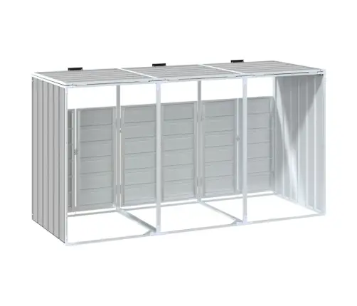 Atkritumu Tvertņu Novietne, Pelēka, 216X81X115 Cm, Tērauds Vidaxl