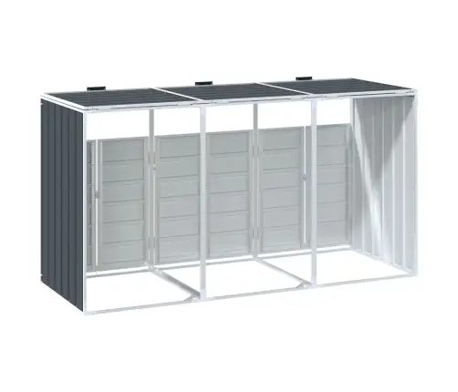 Atkritumu Tvertņu Novietne Antracītpelēka 216X81X115 Cm Tērauds Vidaxl