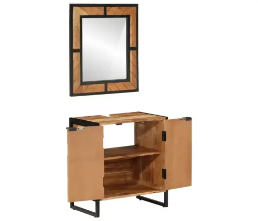 2-Daļīgs Vannasistabas Mēbeļu Komplekts, Dzelzs, Akācijas Koks Vidaxl