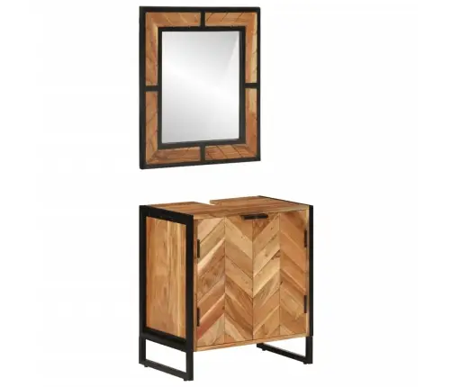 2-Daļīgs Vannasistabas Mēbeļu Komplekts, Dzelzs, Akācijas Koks Vidaxl