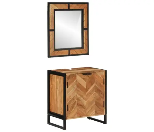 2-Daļīgs Vannasistabas Mēbeļu Komplekts, Dzelzs, Akācijas Koks Vidaxl