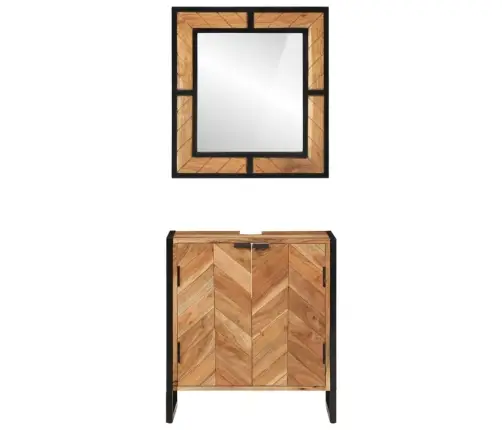 2-Daļīgs Vannasistabas Mēbeļu Komplekts, Dzelzs, Akācijas Koks Vidaxl