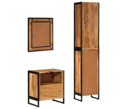 3-Daļīgs Vannasistabas Mēbeļu Komplekts, Dzelzs, Akācijas Koks Vidaxl