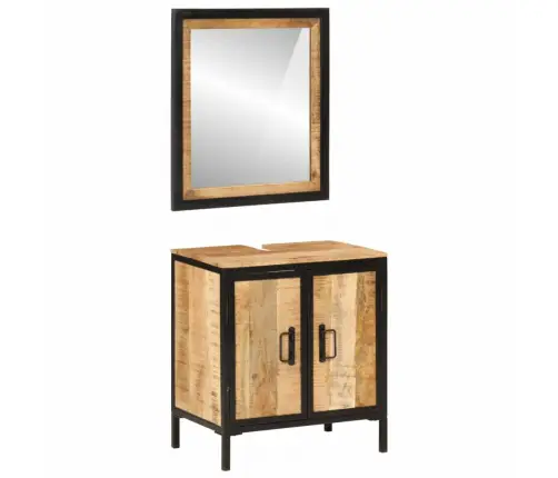 2-Osaline Vannitoamööbli Komplekt, Raud Ja Mangopuit