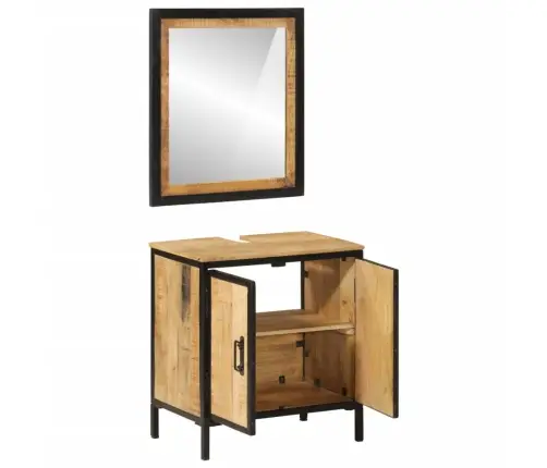 2-Osaline Vannitoamööbli Komplekt, Raud Ja Mangopuit