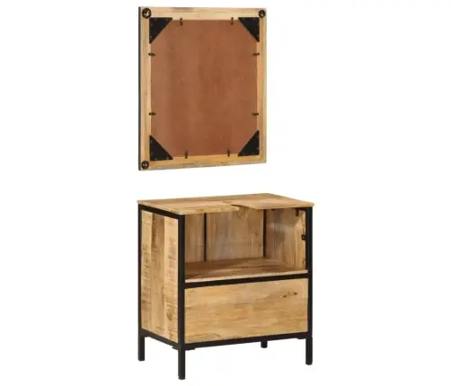 2-Osaline Vannitoamööbli Komplekt, Raud Ja Mangopuit