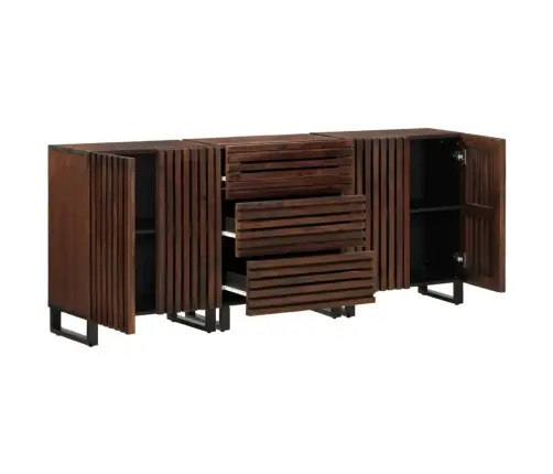 Skapīši, 3 Gab., 60X34X75 Cm, Mango Masīvkoks Vidaxl