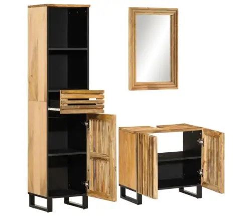 3-Daļīgs Vannasistabas Mēbeļu Komplekts, Masīvkoka Raupja Mango Vidaxl