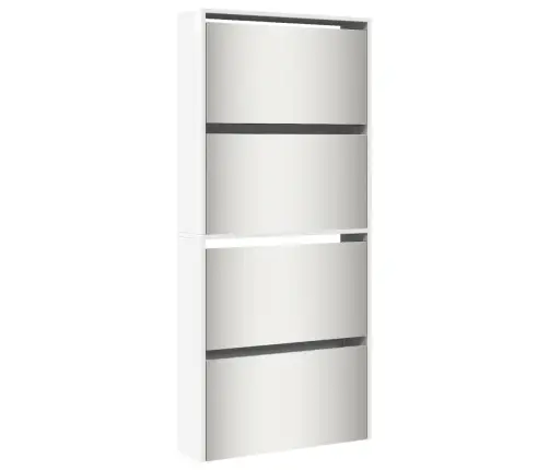 Apavu Plaukts Ar Spoguli, 4 Nodalījumi, Balts, 63X17X134 Cm Vidaxl
