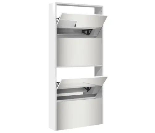 Apavu Plaukts Ar Spoguli, 4 Nodalījumi, Balts, 63X17X134 Cm Vidaxl