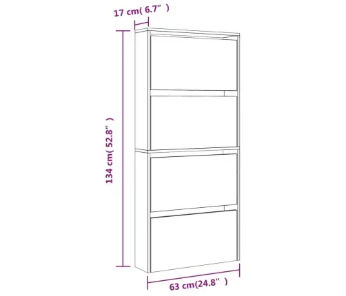 Apavu Plaukts Ar Spoguli, 4 Nodalījumi, Balts, 63X17X134 Cm Vidaxl
