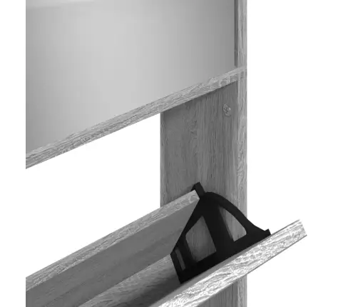 Apavu Plaukts Ar Spoguli, 4 Nodalījumi, Pelēks, 63X17X134 Cm Vidaxl