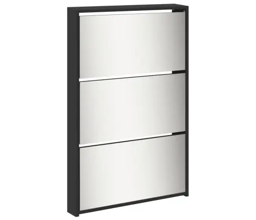 Batų Spintelė Su Veidrodžiu, 5 Aukštų, Juoda, 63X17X169,5Cm