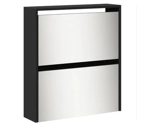 Batų Spintelė Su Veidrodžiu, 5 Aukštų, Juoda, 63X17X169,5Cm