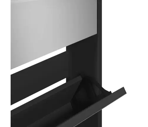 Batų Spintelė Su Veidrodžiu, 5 Aukštų, Juoda, 63X17X169,5Cm