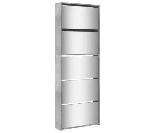 Apavu Plaukts Ar Spoguli, 5 Nodalījumi, Pelēks, 63X17X169,5 Cm Vidaxl