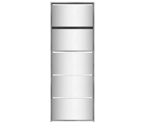 Apavu Plaukts Ar Spoguli, 5 Nodalījumi, Pelēks, 63X17X169,5 Cm Vidaxl