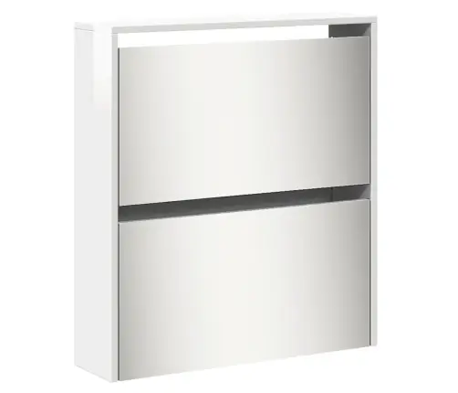 Apavu Plaukts Ar Spoguli, 5 Nodalījumi, Balts, 63X17X169,5 Cm Vidaxl