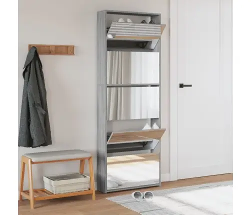 Apavu Plaukts Ar Spoguli, 5 Nodalījumi, 63X17X169,5 Cm Vidaxl