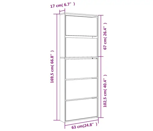 5 Sahtliga Kingakapp Peegliga, Pruun Tamm, 63X17X169,5 Cm