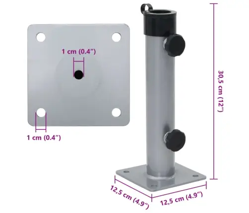 Saulessarga Pamatne, Ø38/48 Mm Kātam, Sudrabains Tērauds Vidaxl