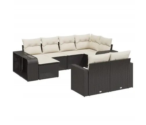 Sodo Komplektas Su Pagalvėlėmis, 10 Dalių, Juodas, Poliratanas