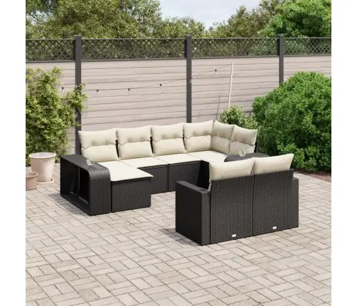 Sodo Komplektas Su Pagalvėlėmis, 10 Dalių, Juodas, Poliratanas