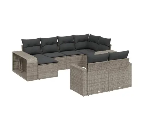 Sodo Komplektas Su Pagalvėlėmis, 10 Dalių, Pilkas, Poliratanas