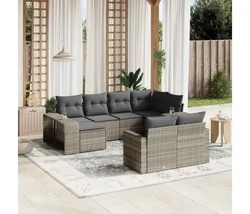 Sodo Komplektas Su Pagalvėlėmis, 10 Dalių, Pilkas, Poliratanas