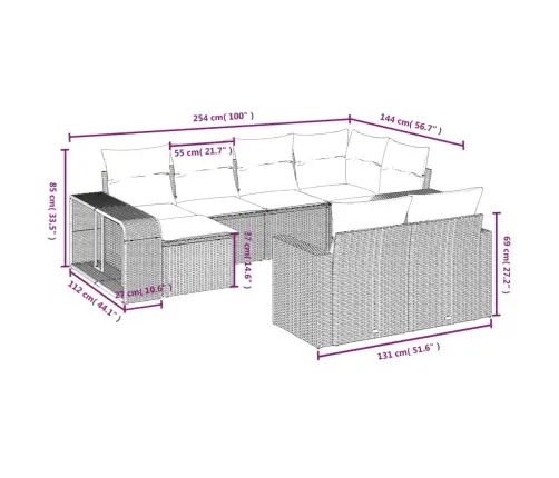 10-Osaline Aiadiivani Komplekt Patjadega, Pruun, Polürotang