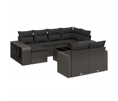 11-Daļīgs Dārza Dīvāna Komplekts, Matrači, Melna Pe Rotangpalma Vidaxl