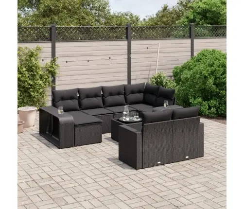 11-Daļīgs Dārza Dīvāna Komplekts, Matrači, Melna Pe Rotangpalma Vidaxl