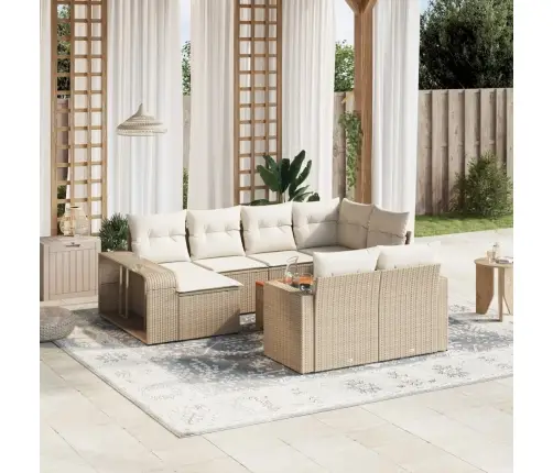 Sodo Komplektas Su Pagalvėlėmis, 11 Dalių, Smėlio, Poliratanas