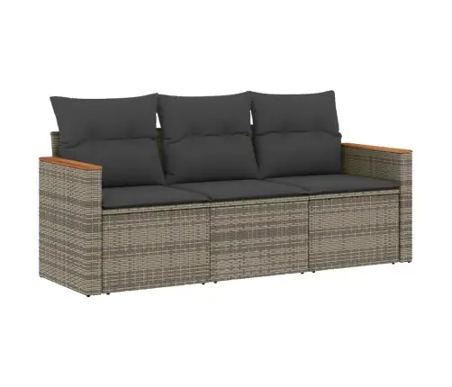 3-Daļīgs Dārza Dīvāna Komplekts Ar Matračiem, Pelēks Pe Pinums Vidaxl