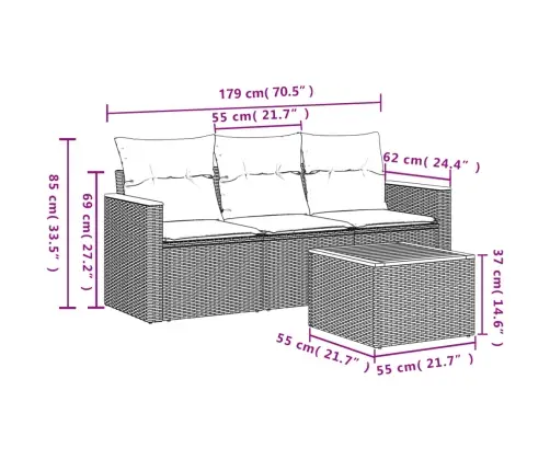 Sodo Komplektas Su Pagalvėlėmis, 4 Dalių, Juodas, Poliratanas Sodo Komplektas Su Pagalvėlėmis, 4 Dalių, Juodas, Poliratanas