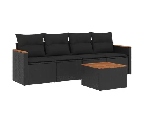 Sodo Komplektas Su Pagalvėlėmis, 5 Dalių, Juodas, Poliratanas